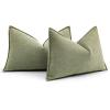 MIULEE Pack of 2 Moss Green Decorative Pillow Covers 18×18 Inch Soft Chenille Luxurious Couch Throw Pillows Farmhouse Cushion Covers with Elegant Design for Sofa Bedroom Living Room Spring Home Decor(Sage Green)