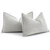 MIULEE Pack of 2 Moss Green Decorative Pillow Covers 18×18 Inch Soft Chenille Luxurious Couch Throw Pillows Farmhouse Cushion Covers with Elegant Design for Sofa Bedroom Living Room Spring Home Decor(Light Grey)