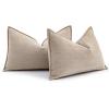 MIULEE Pack of 2 Moss Green Decorative Pillow Covers 18×18 Inch Soft Chenille Luxurious Couch Throw Pillows Farmhouse Cushion Covers with Elegant Design for Sofa Bedroom Living Room Spring Home Decor(Beige)