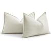 MIULEE Pack of 2 Moss Green Decorative Pillow Covers 18×18 Inch Soft Chenille Luxurious Couch Throw Pillows Farmhouse Cushion Covers with Elegant Design for Sofa Bedroom Living Room Spring Home Decor(Cream White)