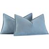 MIULEE Pack of 2 Moss Green Decorative Pillow Covers 18×18 Inch Soft Chenille Luxurious Couch Throw Pillows Farmhouse Cushion Covers with Elegant Design for Sofa Bedroom Living Room Spring Home Decor(Light Blue)