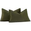 MIULEE Pack of 2 Moss Green Decorative Pillow Covers 18×18 Inch Soft Chenille Luxurious Couch Throw Pillows Farmhouse Cushion Covers with Elegant Design for Sofa Bedroom Living Room Spring Home Decor(Olive Green)