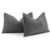 MIULEE Pack of 2 Moss Green Decorative Pillow Covers 18×18 Inch Soft Chenille Luxurious Couch Throw Pillows Farmhouse Cushion Covers with Elegant Design for Sofa Bedroom Living Room Spring Home Decor(Dark Grey)