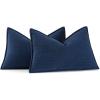 MIULEE Pack of 2 Moss Green Decorative Pillow Covers 18×18 Inch Soft Chenille Luxurious Couch Throw Pillows Farmhouse Cushion Covers with Elegant Design for Sofa Bedroom Living Room Spring Home Decor(Navy Blue)
