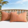 MIULEE Pack of 2 Outdoor Throw Pillow Covers Decorative Farmhouse Square Waterproof Pillows for Tent Patio Garden Balcony Sofa, 18×18 Inch Brown(Orange)