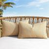 MIULEE Pack of 2 Outdoor Throw Pillow Covers Spring Decorative Farmhouse Square Waterproof Pillows for Tent Patio Garden Balcony Sofa, 20×20 Inch Orange Green(Orange Green)