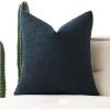 MIULEE Textured Boucle Throw Pillow Cover Brown Accent Solid Lumbar Pillow Case Decorative Vintage Soft Pack of 1 Couch Cushion Mid Century Chair Sofa Bedroom Livingroom Home Decor,12×20 Inch(Navy Blue)