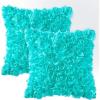 MIULEE 3D Rose Flower Pillow Cover Decorative Valentines Romantic Stereo Chiffon Spring Aesthetic Solid Pillowcase for Girl Women Girlfriend Couch Bedroom Decor 12×20 Inch Peach Pink(Aqua)