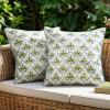 MIULEE Floral Decorative Pillow Covers Set of 2,Block Print Throw Pillowcases Outdoor Boho Farmhouse Vintage Coastal Summer Accent Cushion Covers for Couch paito Garden Sofa Bed 18×18 Inch, Blue Grey(Blue-green)