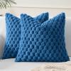MIULEE Hot Pink Faux Fur Decorative Throw Pillow Covers 20×20 Inch Set of 2 Super Soft Cozy Plush Cushion Cases Luxury Fluffy Pillowcases for Sofa Couch Bed Living Room(Navy Blue)