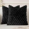 MIULEE Hot Pink Faux Fur Decorative Throw Pillow Covers 20×20 Inch Set of 2 Super Soft Cozy Plush Cushion Cases Luxury Fluffy Pillowcases for Sofa Couch Bed Living Room(Black)