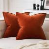 MIULEE Pack of 2 Christmas Decorative Velvet Throw Pillow Cover Soft Army Green Pillow Cover Solid Square Cushion Case for Winter Sofa Bedroom Car 18x 18 Inch 45x 45cm(Burnt Orange)