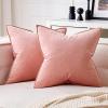 MIULEE Pack of 2 Christmas Decorative Velvet Throw Pillow Cover Soft Army Green Pillow Cover Solid Square Cushion Case for Winter Sofa Bedroom Car 18x 18 Inch 45x 45cm(Dark Pink)