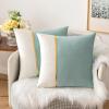 MIULEE Pack of 2 Decorative Velvet Throw Pillow Covers Patchwork with Gold Leather Square Soft Solid Pillowcases Couch Pillows Cushion Covers for Bed Sofa Living Room 18 X 18 Inch Aqua Green