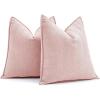 MIULEE Pack of 2 Moss Green Decorative Pillow Covers 18×18 Inch Soft Chenille Luxurious Couch Throw Pillows Farmhouse Cushion Covers with Elegant Design for Sofa Bedroom Living Room Spring Home Decor(Pink)