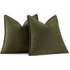 MIULEE Pack of 2 Moss Green Decorative Pillow Covers 18×18 Inch Soft Chenille Luxurious Couch Throw Pillows Farmhouse Cushion Covers with Elegant Design for Sofa Bedroom Living Room Spring Home Decor(Olive Green)