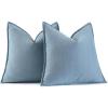 MIULEE Pack of 2 Moss Green Decorative Pillow Covers 18×18 Inch Soft Chenille Luxurious Couch Throw Pillows Farmhouse Cushion Covers with Elegant Design for Sofa Bedroom Living Room Spring Home Decor(Light Blue)