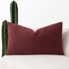 MIULEE Textured Boucle Throw Pillow Cover Brown Accent Solid Lumbar Pillow Case Decorative Vintage Soft Pack of 1 Couch Cushion Mid Century Chair Sofa Bedroom Livingroom Home Decor,12×20 Inch(Burgundy Red)