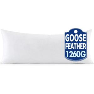MIULEE 22 x 22 Goose Feather Down Pillows with 100% Cotton Cover, Set of 2 Soft Fluffy Decorative Pillow Inserts for Sofa Bed Couch Living Room White(1)