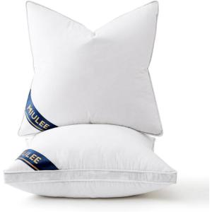 MIULEE 22×22 Feather Down Pillow Inserts with Gusset Bed Pillows,Set of 2 Luxury Fluffy Decorative Throw Pillows for Couch Sofa(22×22 Inch (Pack of 2))