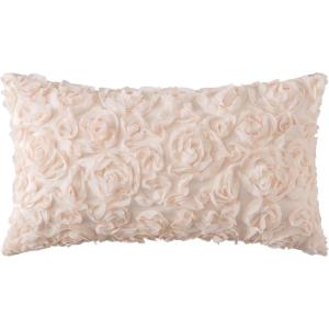 MIULEE 3D Rose Flower Pillow Cover Decorative Valentines Romantic Stereo Chiffon Spring Aesthetic Solid Pillowcase for Girl Women Girlfriend Couch Bedroom Decor 12×20 Inch Peach Pink(Apricot Pink)
