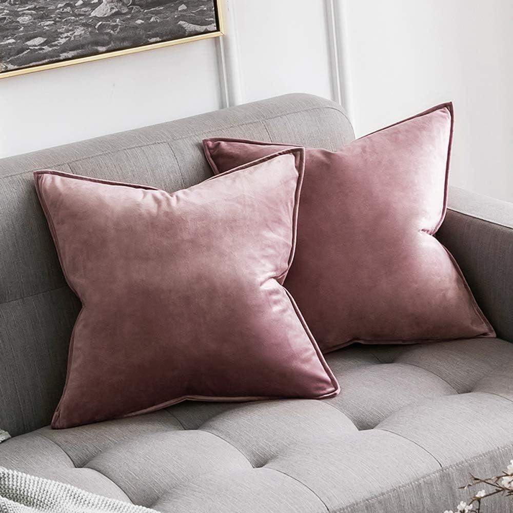 imageMIULEE Pack of 2 Christmas Decorative Velvet Throw Pillow Cover Soft Pillowcase Solid Square Cushion Case for Winter Sofa Bedroom Car 20x20 Inch 50x50 Cm Army GreenJam