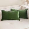 MIULEE Pack of 2 Christmas Decorative Velvet Throw Pillow Cover Soft Pillowcase Solid Square Cushion Case for Winter Sofa Bedroom Car 20×20 Inch 50×50 Cm Army Green(Moss Green)