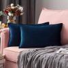 MIULEE Pack of 2 Christmas Decorative Velvet Throw Pillow Cover Soft Pillowcase Solid Square Cushion Case for Winter Sofa Bedroom Car 20×20 Inch 50×50 Cm Army Green(Navy Blue)
