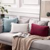 MIULEE Pack of 2 Christmas Velvet Soft Solid Decorative Throw Pillow Cover with Tassels Wine Red Fringe Boho Accent Cushion Case for Couch Sofa Bed 18 x 18 Inch