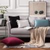 MIULEE Pack of 2 Christmas Velvet Soft Solid Decorative Throw Pillow Cover with Tassels Wine Red Fringe Boho Accent Cushion Case for Couch Sofa Bed 18 x 18 Inch