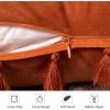 MIULEE Pack of 2 Fall Velvet Soft Solid Decorative Throw Pillow Cover with Tassels Fringe Boho Accent Cushion Case for Couch Sofa Bed 12 x 20 Inch Burnt Orange