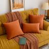 MIULEE Pack of 2 Fall Velvet Soft Solid Decorative Throw Pillow Cover with Tassels Fringe Boho Accent Cushion Case for Couch Sofa Bed 12 x 20 Inch Burnt Orange
