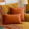 MIULEE Pack of 2 Fall Velvet Soft Solid Decorative Throw Pillow Cover with Tassels Fringe Boho Accent Cushion Case for Couch Sofa Bed 12 x 20 Inch Burnt Orange