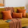 MIULEE Pack of 2 Fall Velvet Throw Pillow Covers Boho Decorative Soft Solid Outdoor Cushion Covers for Couch Bed Sofa 18×18 Inch Orange