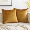 MIULEE Pack of 2 Christmas Decorative Velvet Throw Pillow Cover Soft Pillowcase Solid Square Cushion Case for Winter Sofa Bedroom Car 20×20 Inch 50×50 Cm Army Green(Dark Gold)