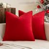 MIULEE Pack of 2 Christmas Decorative Velvet Throw Pillow Cover Soft Pillowcase Solid Square Cushion Case for Winter Sofa Bedroom Car 20×20 Inch 50×50 Cm Army Green(Bright Red)