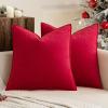 MIULEE Pack of 2 Christmas Decorative Velvet Throw Pillow Cover Soft Pillowcase Solid Square Cushion Case for Winter Sofa Bedroom Car 20×20 Inch 50×50 Cm Army Green(Red)