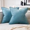 MIULEE Pack of 2 Christmas Decorative Velvet Throw Pillow Cover Soft Pillowcase Solid Square Cushion Case for Winter Sofa Bedroom Car 20×20 Inch 50×50 Cm Army Green(Light Blue)