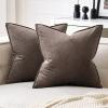 MIULEE Pack of 2 Christmas Decorative Velvet Throw Pillow Cover Soft Pillowcase Solid Square Cushion Case for Winter Sofa Bedroom Car 20×20 Inch 50×50 Cm Army Green(Dark Coffee)