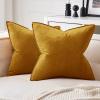 MIULEE Pack of 2 Christmas Decorative Velvet Throw Pillow Cover Soft Pillowcase Solid Square Cushion Case for Winter Sofa Bedroom Car 20×20 Inch 50×50 Cm Army Green(Mustard Yellow)