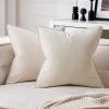 MIULEE Pack of 2 Christmas Decorative Velvet Throw Pillow Cover Soft Pillowcase Solid Square Cushion Case for Winter Sofa Bedroom Car 20×20 Inch 50×50 Cm Army Green(Cream White)