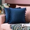 MIULEE Pack of 2 Velvet Soft Solid Decorative Throw Pillow Cover with Tassels Fringe Boho Accent Cushion Case for Couch Sofa Bed 18 x 18 Inch Navy Blue