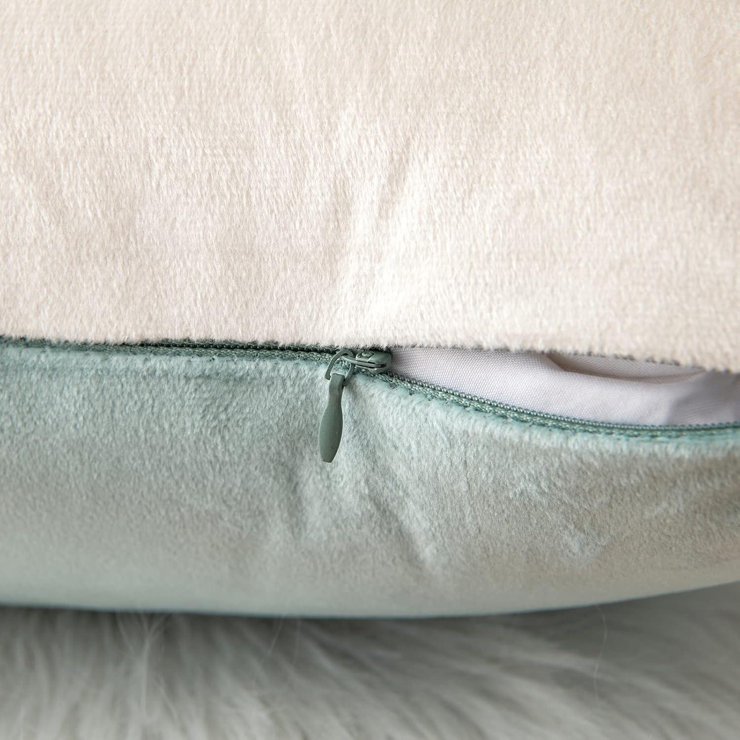 imageMIULEE Pack of 2 Decorative Patchwork Velvet Throw Pillow Covers with Gold Leather Square Soft Solid Pillowcases Couch Pillows Cushion Covers for Bed Sofa Living Room 20 X 20 Inch Aqua Green