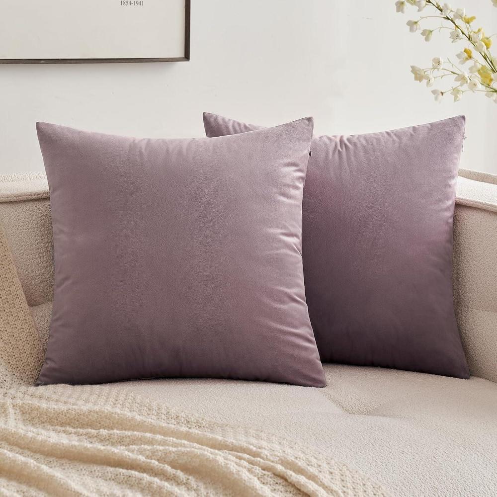 imageMIULEE Pack of 2 Velvet Soft Solid Decorative Square Throw Pillow Covers Set Cushion Case for Spring Sofa Bedroom Car 20x20 Inch 50x50 Cm