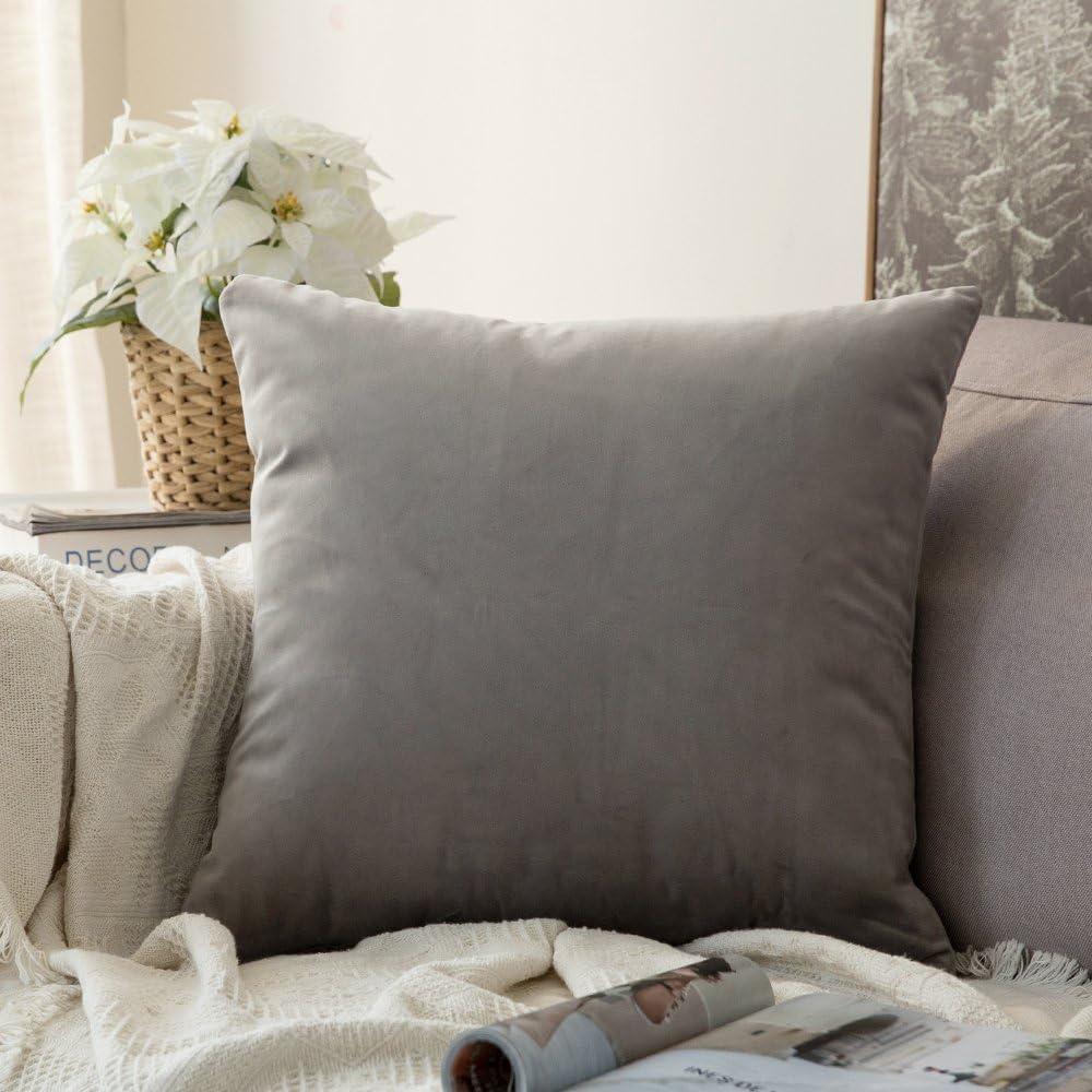 imageMIULEE Teal Velvet Pillow Covers Decorative Square Pillowcases Soft Solid Cushion Cases for Sofa Bedroom Couch 16 x 16 InchGrey