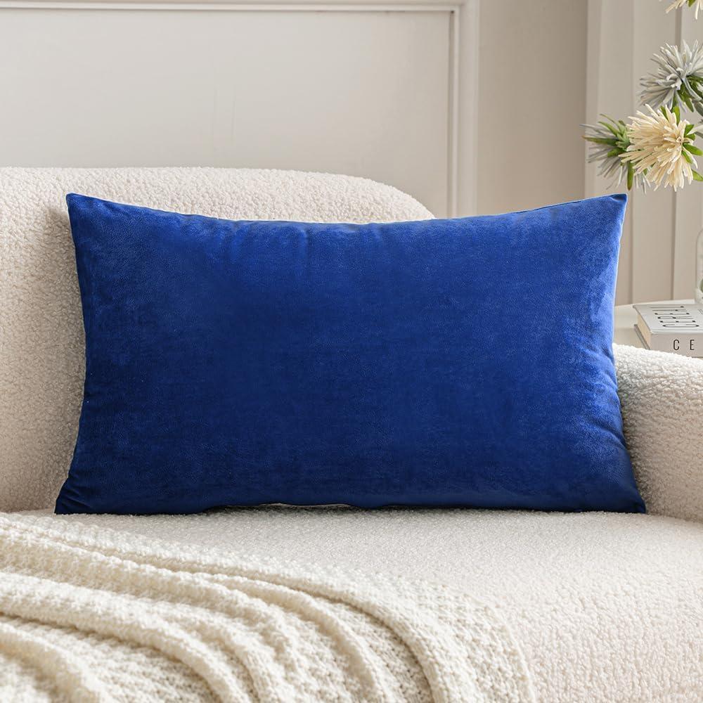 imageMIULEE Teal Velvet Pillow Covers Decorative Square Pillowcases Soft Solid Cushion Cases for Sofa Bedroom Couch 16 x 16 InchRoyal Blue