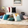 MIULEE Pack of 2 Decorative Patchwork Velvet Throw Pillow Covers with Gold Leather Square Soft Solid Pillowcases Couch Pillows Cushion Covers for Bed Sofa Living Room 20 X 20 Inch Aqua Green