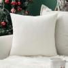 MIULEE Teal Velvet Pillow Covers Decorative Square Pillowcases Soft Solid Cushion Cases for Sofa Bedroom Couch 16 x 16 Inch(Pure White)