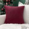 MIULEE Teal Velvet Pillow Covers Decorative Square Pillowcases Soft Solid Cushion Cases for Sofa Bedroom Couch 16 x 16 Inch(Wine Red)