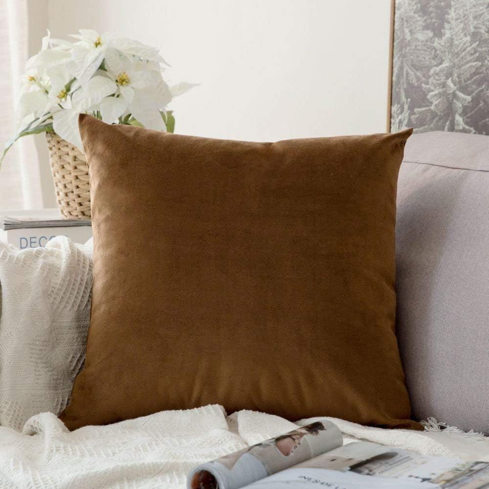imageMIULEE Velvet Pillow Cover Soft Luxury Decorative Throw Pillow Cover Single Rectangle Cushion Case for Spring Couch Sofa Bedroom Car Decor12x20 Inch Aqua GreenChocolate